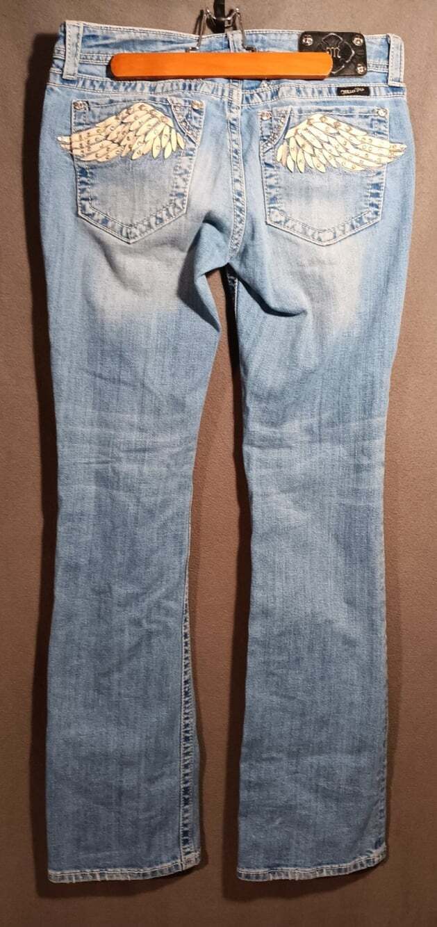 Miss Me 31 Bootcut Angel Wing Back Pocket Detail Studded Embroidered Denim